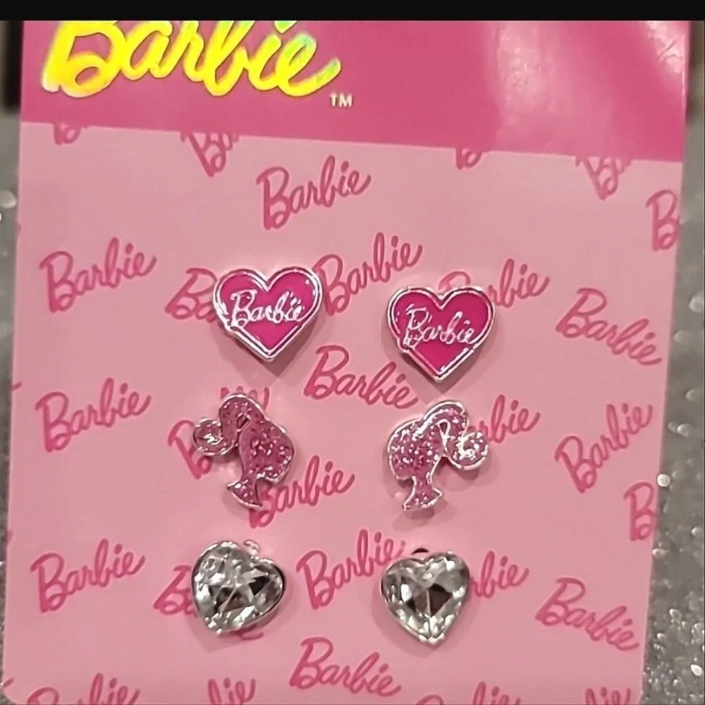 Barbie Logo Heart & Barbie Head 3-PK Earrings